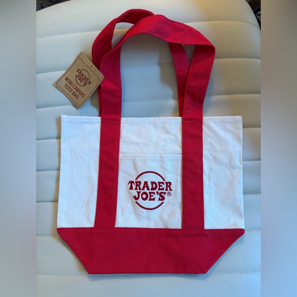 Trader Joe's Red and White Mini Canvas Tote Bag